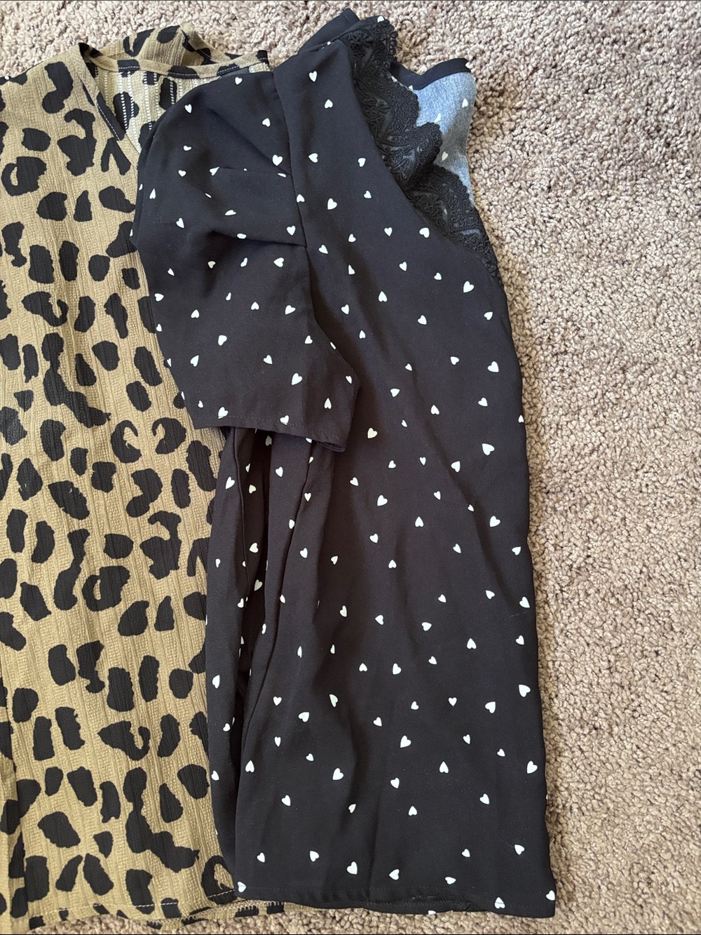 SHEIN Black Polka Dot, Leopard Print & Black Heart Print Blouses (3-Pack) - Picture 2 of 4